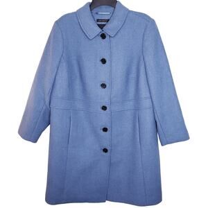 Talbots Size 16WP Italian Woven Wool Blend Dress Coat Luxury Line Blue Tweed NWT